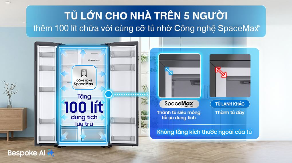 Tủ lạnh Samsung Inverter 578 lít Side By Side RS57DG410EB4SV - Dung tích sử dụng