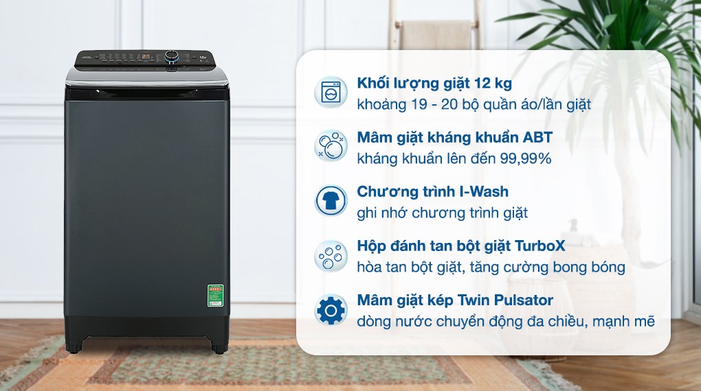 Máy giặt Aqua 12 kg AQW-FR120HT BK - ảnh 3