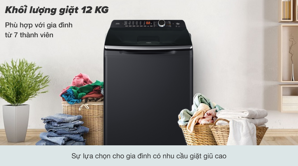 Máy giặt Aqua 12 kg AQW-FR120HT BK - ảnh mô tả