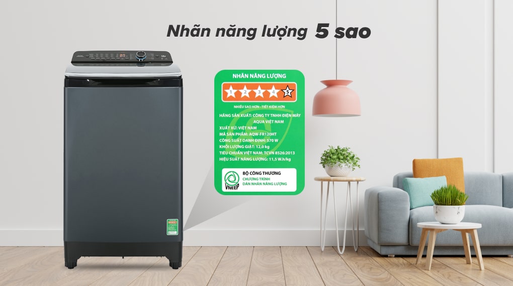 Máy giặt Aqua 12 kg AQW-FR120HT BK - ảnh mô tả