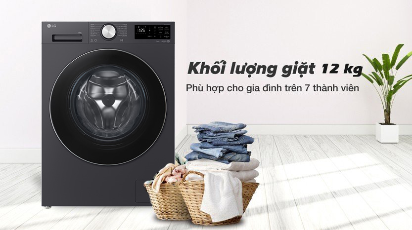 Máy giặt lồng ngang LG AI DD Inverter 12Kg FX1412N5G - ảnh mô tả
