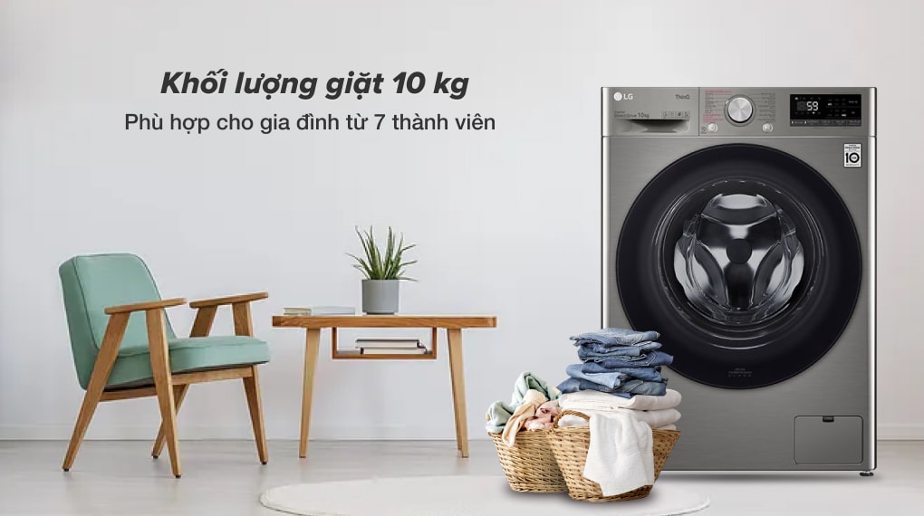 Máy giặt lồng ngang thông minh LG AI DD 10kg FV1410S4P - ảnh mô tả