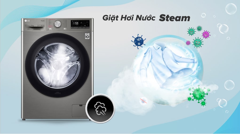 Máy giặt lồng ngang thông minh LG AI DD 10kg FV1410S4P - ảnh mô tả