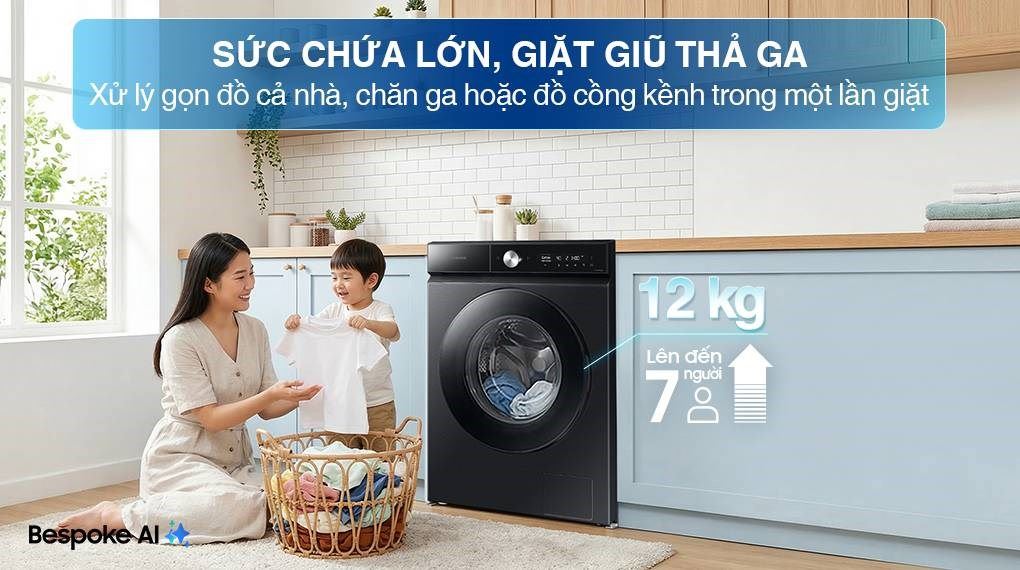 Máy giặt Samsung Inverter 12 kg WW12CGC04DABSV - ảnh mô tả