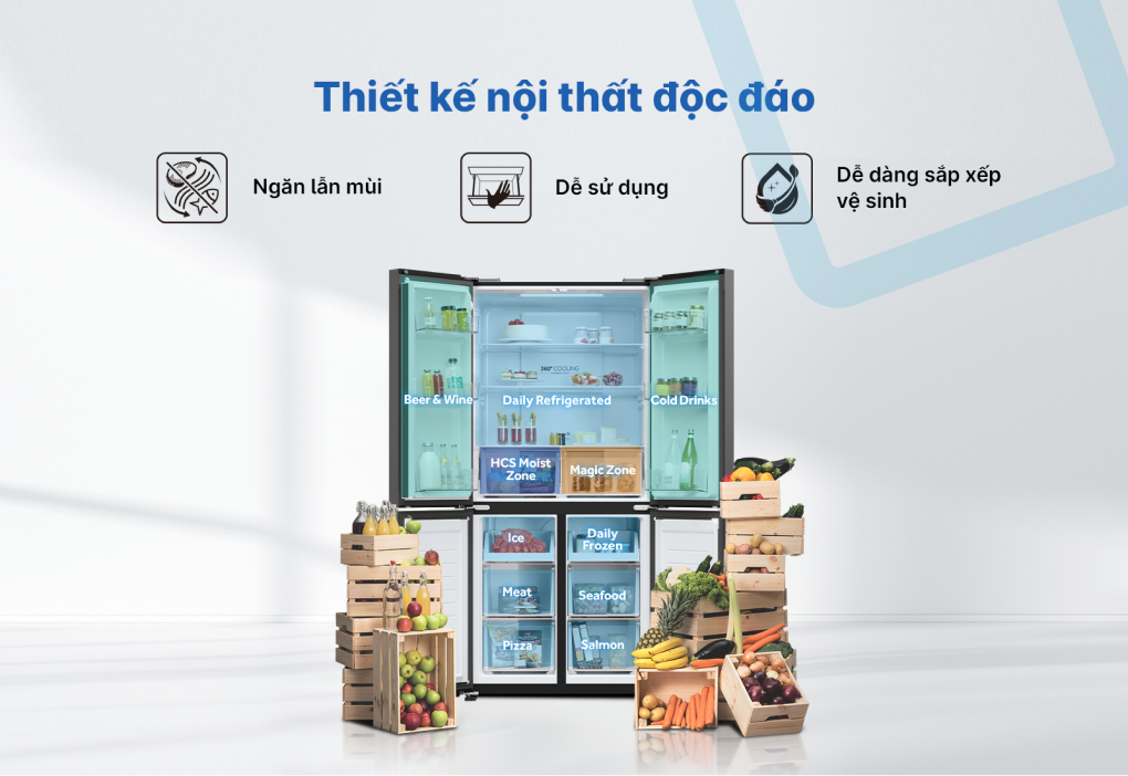 Tủ lạnh Aqua Inverter 469 lít Multi Door AQR-M536XA(GB) - ảnh mô tả