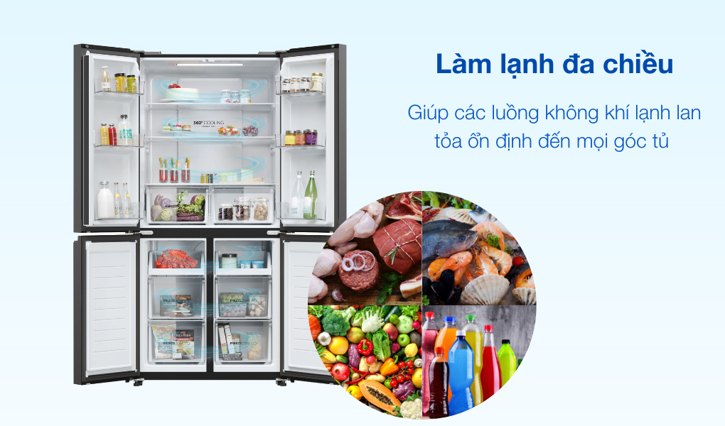 Tủ lạnh Aqua Inverter 469 lít Multi Door AQR-M536XA(GB) - ảnh mô tả