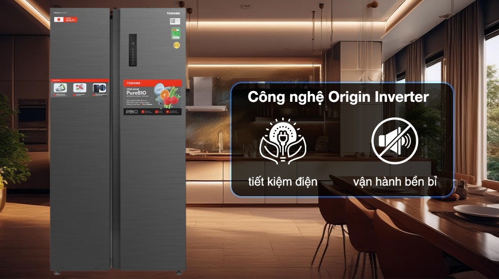 Tủ lạnh Toshiba Inverter 555 lít Side By Side GR-RS696WI-PMV(60)-AG - ảnh mô tả